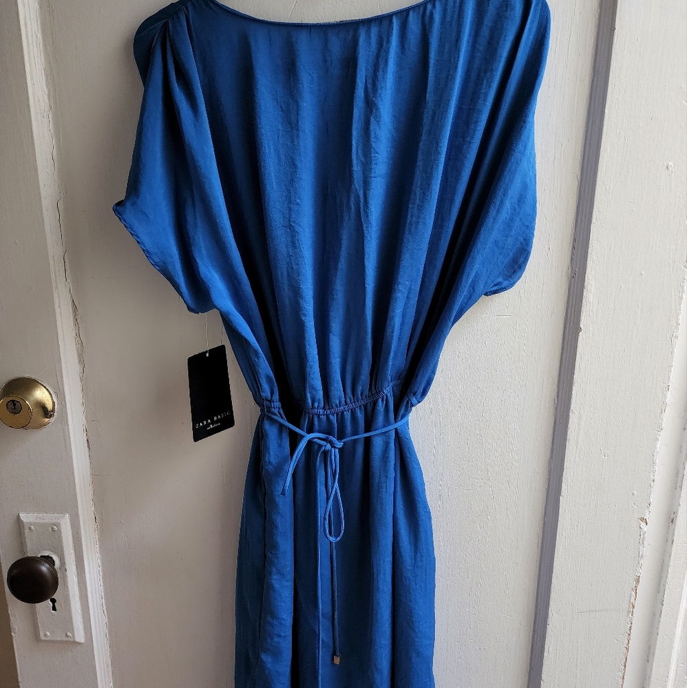 ZARA BASIC Casual Dress, Size XS, Color Blue, NEW